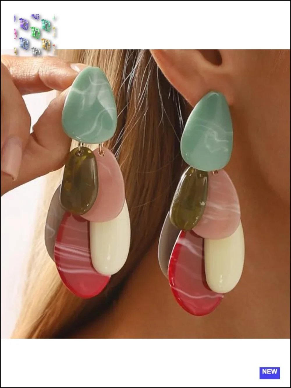 Acrylic Dangle Earrings Boho Teardrop Resin Geometric Statement Drop Earrings